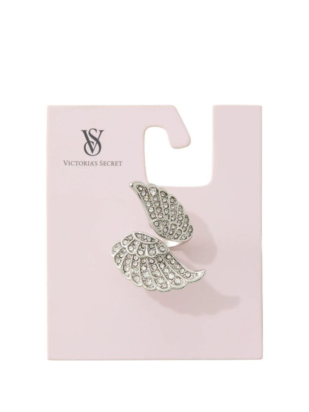 NEW Beautifully bold VS Victoria's Secret Silver Angel Wings Crystal ring sz 8